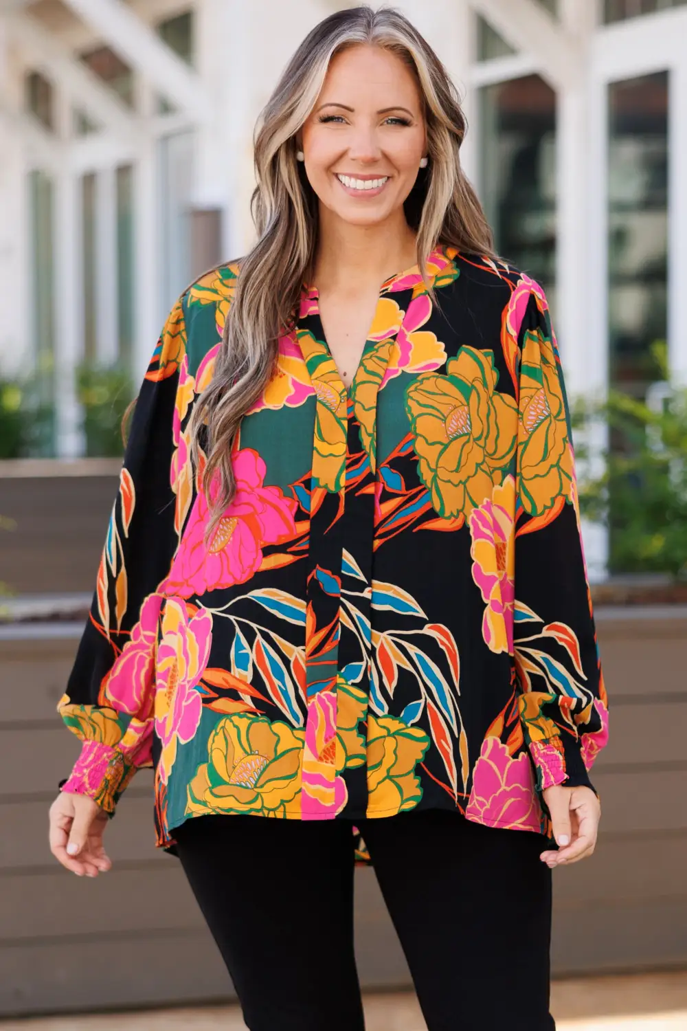 Vibrant Vine Blouse, Black