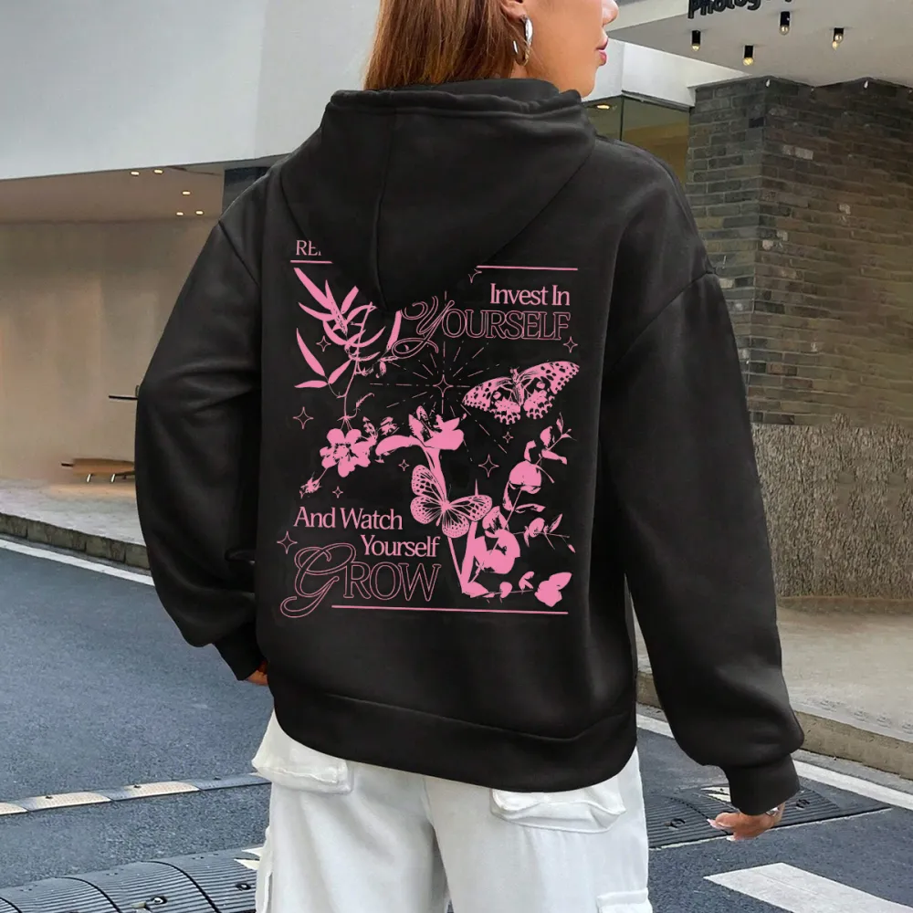 Y2k Butterfly poster flowers women's fashion hoodie