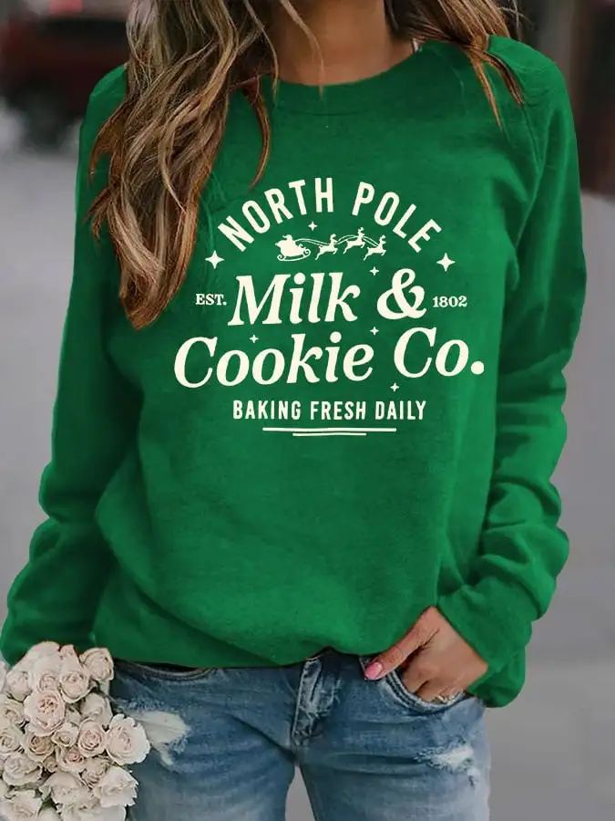 Women's Christmas Print Long Sleeve Sweatshirt