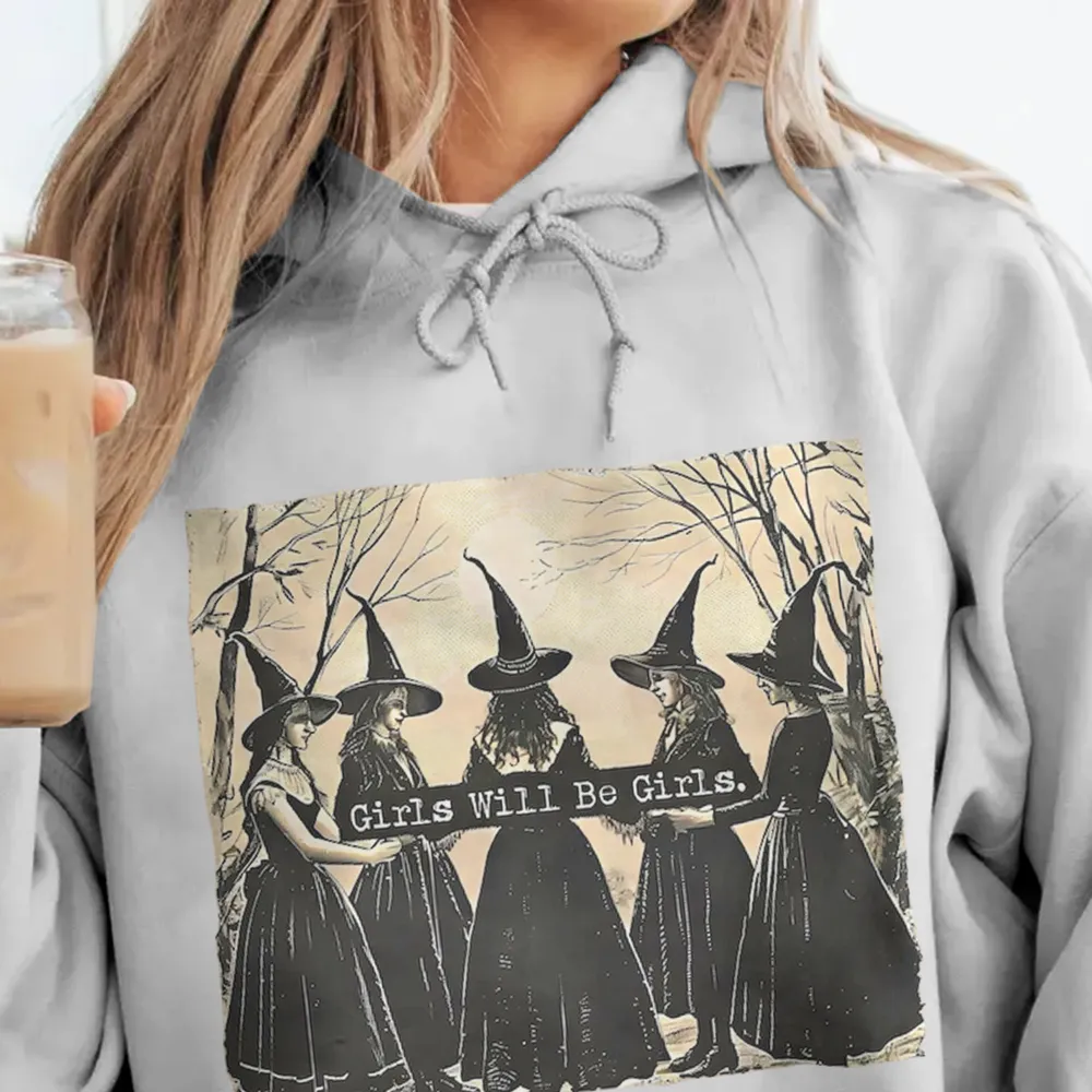 Women's Casual Witch Print Hoodie