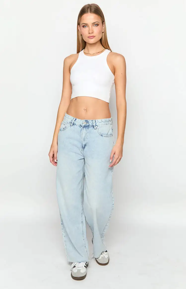 She's Yours Vintage Blue Denim Wide Leg Boyfriend Jeans