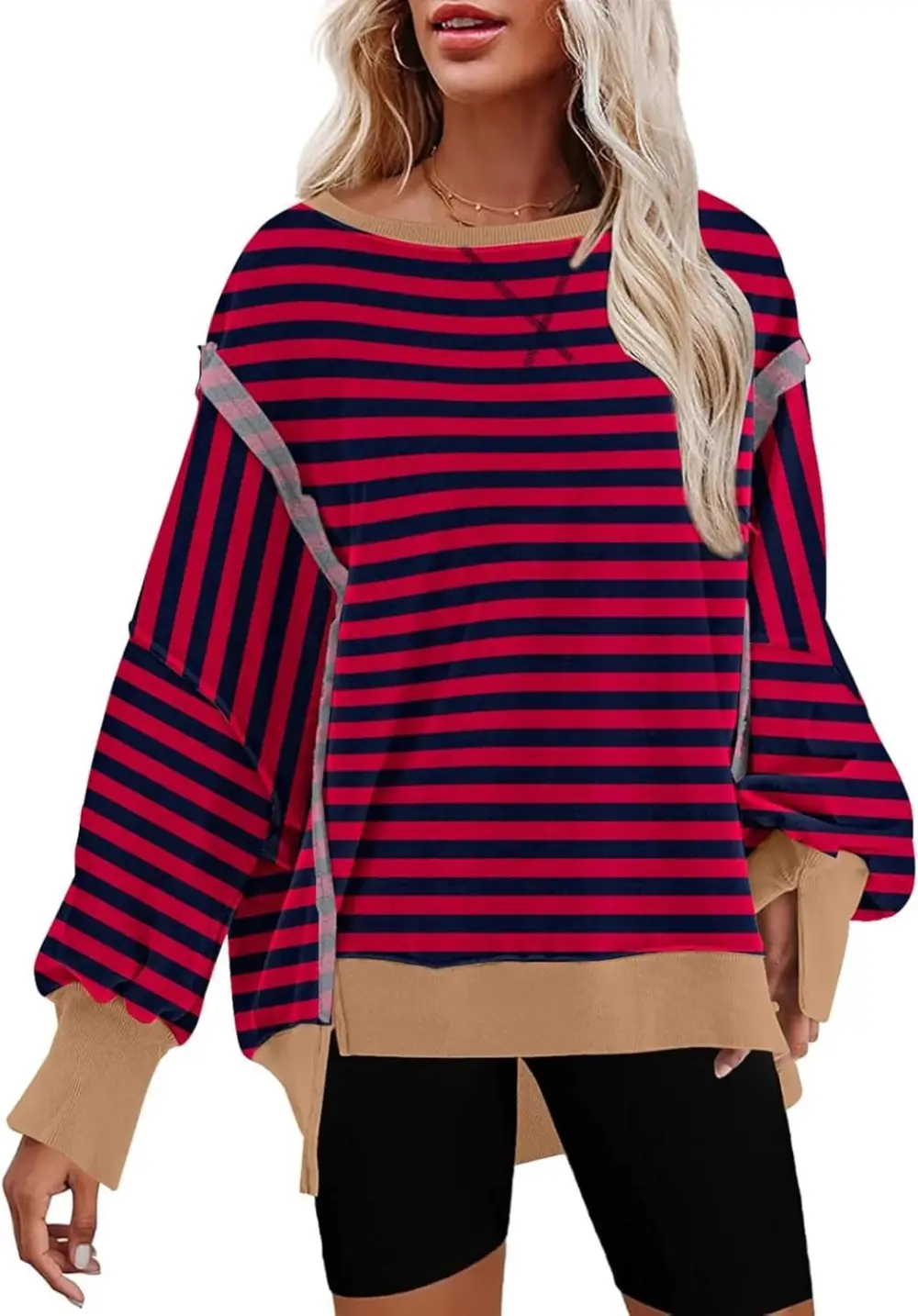 Oversized Reverse Seam Sweatshirt Long Sleeve Crewneck Pullover