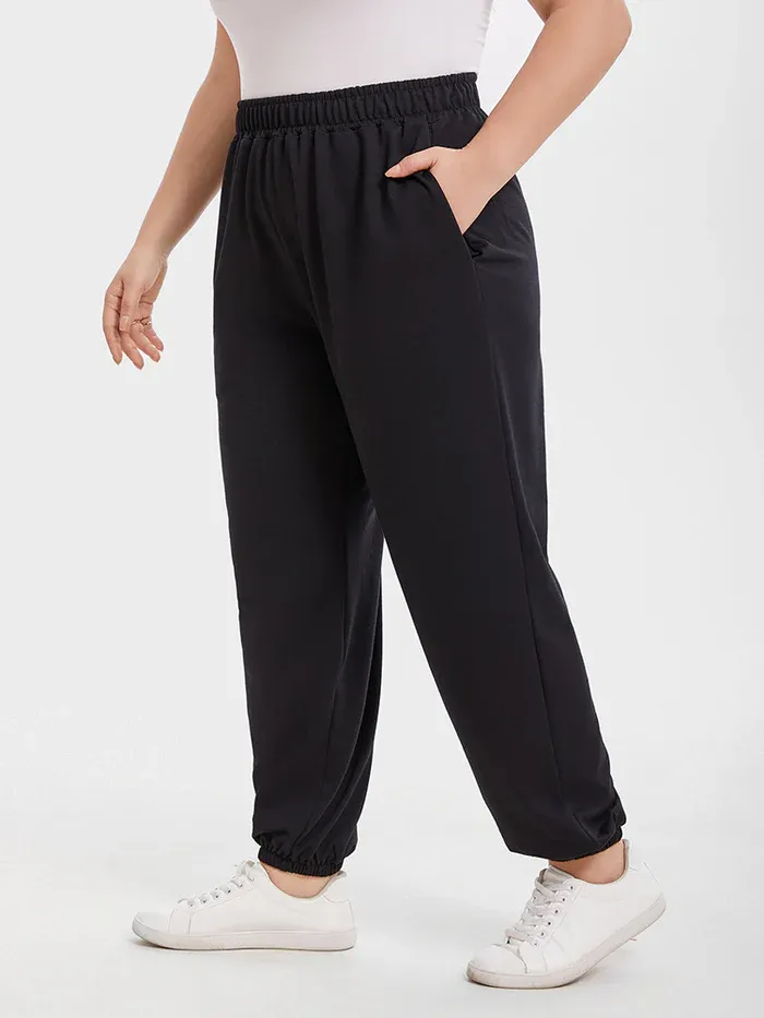 Elastic Waist Slant Pocket Pants