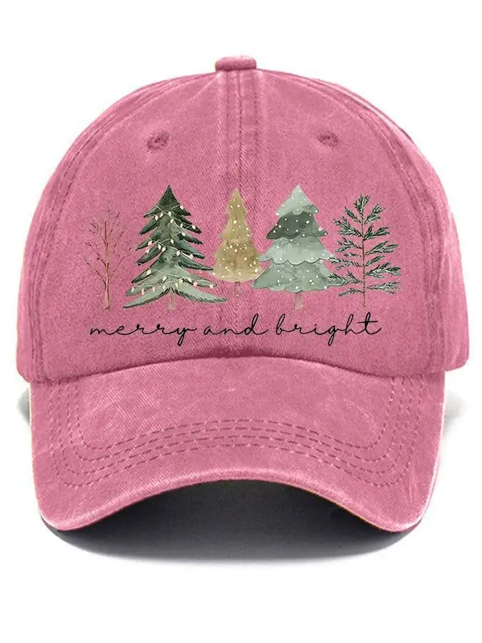 Women's Casual Merry And Bright Print Baseball Cap