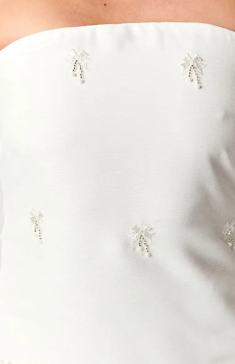 Ellie White Embellished Strapless Mini Dress