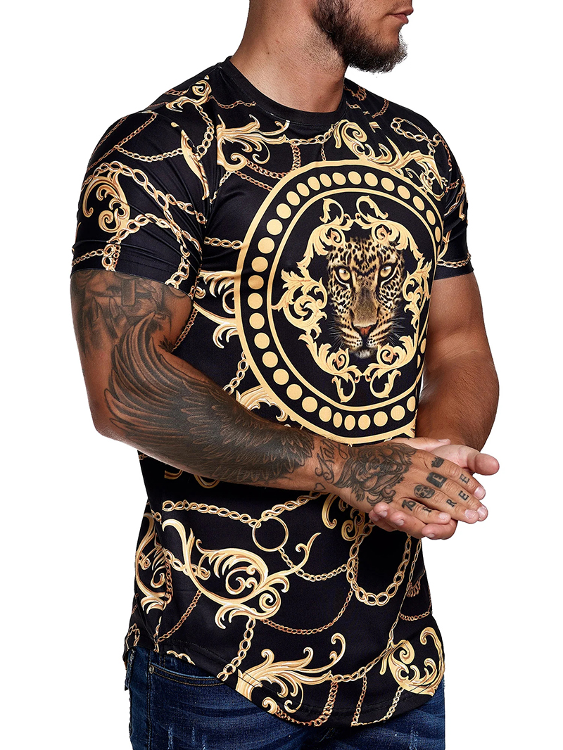 Chain lion pattern T-shirt