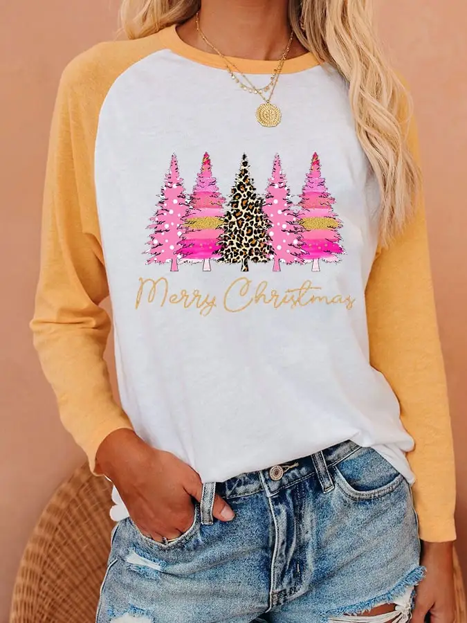 Women's Merry   Print Casual Long-Sleeve T-Shirt