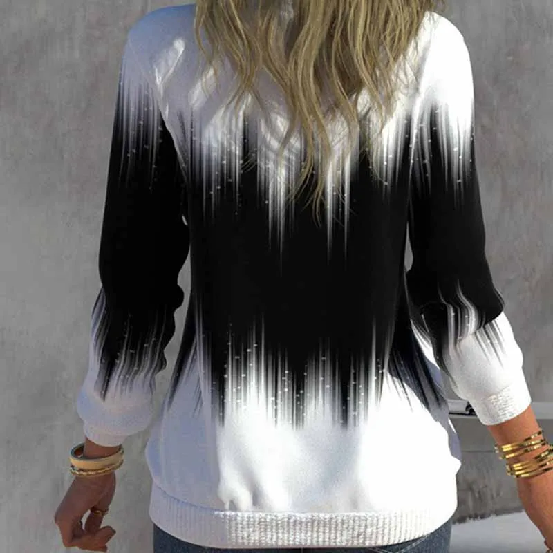 Contrasting Swirl Print Zip-Up Sweatshirt