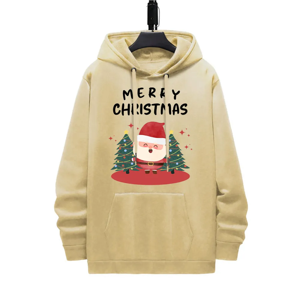 MERRY CHRISTMAS SANTA PATTERN PRINTED HOODIE