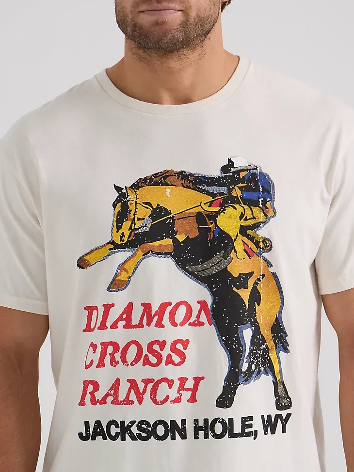 WRANGLER X DIAMOND CROSS RIDE FAST TEE IN MARSHMALLOW