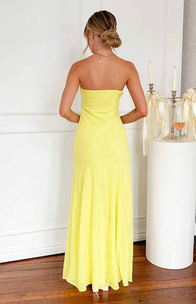 Myka Yellow Strapless Maxi Dress