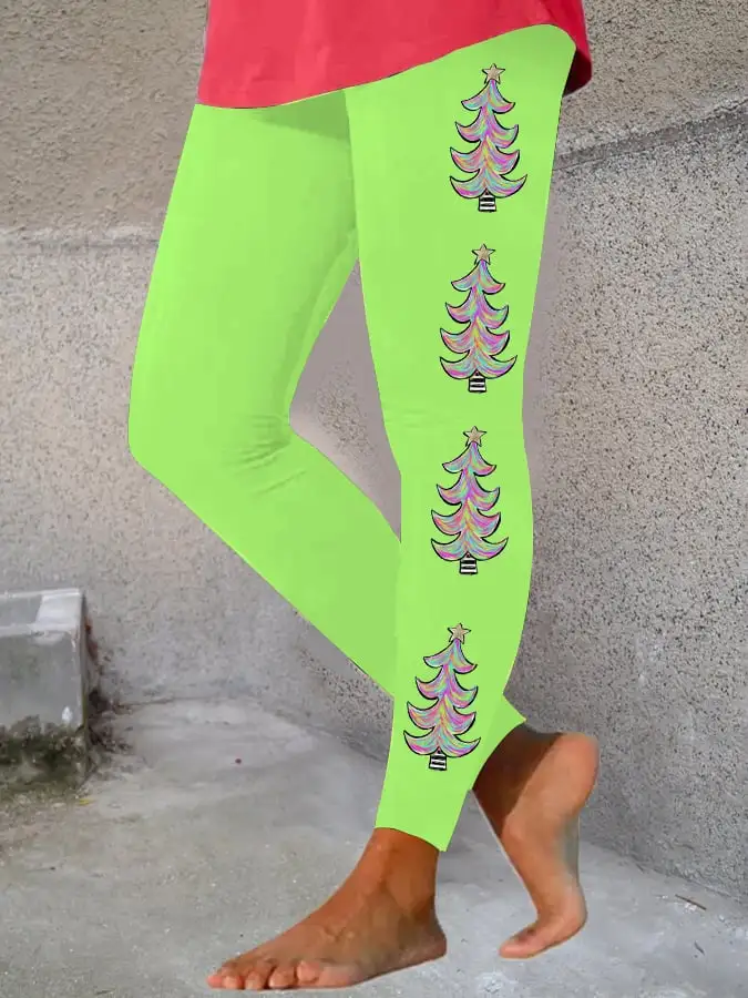 Women's Merry   Tree Print Leggings