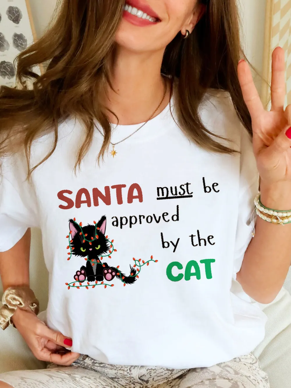 Kitty Santa Lady T-shirt