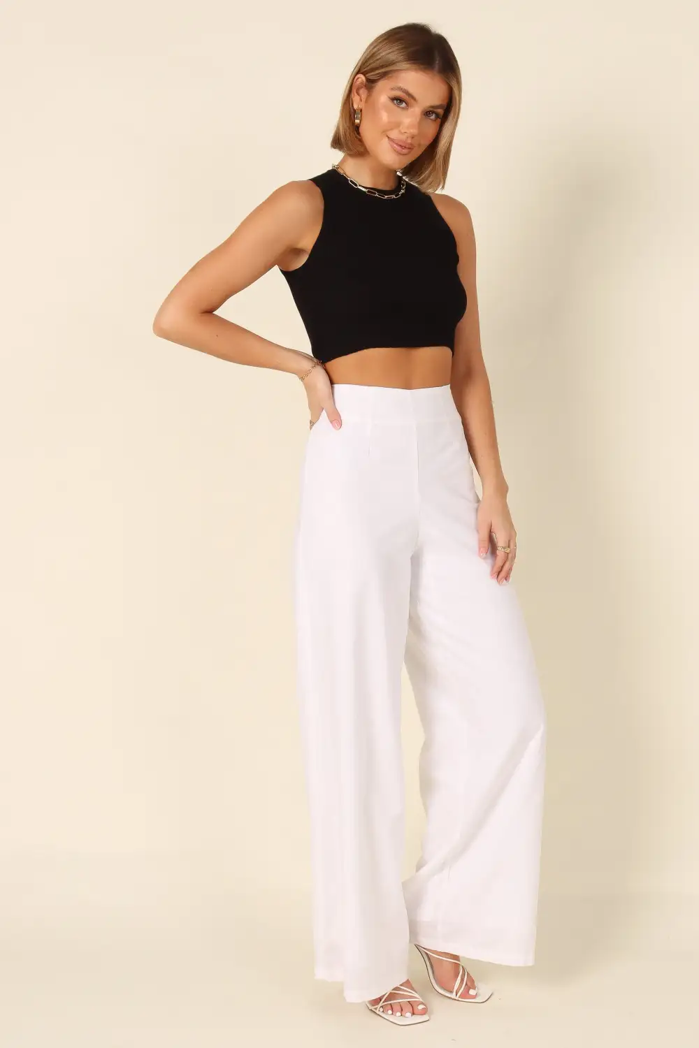 Monica Cropped Knit Top - Black