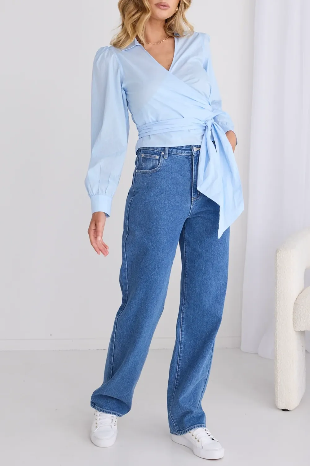 Flair Powder Blue Wrap Shirt