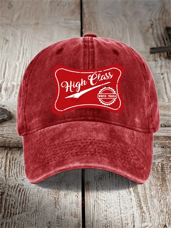 Unisex Vintage High Class White Trash Washed Cap