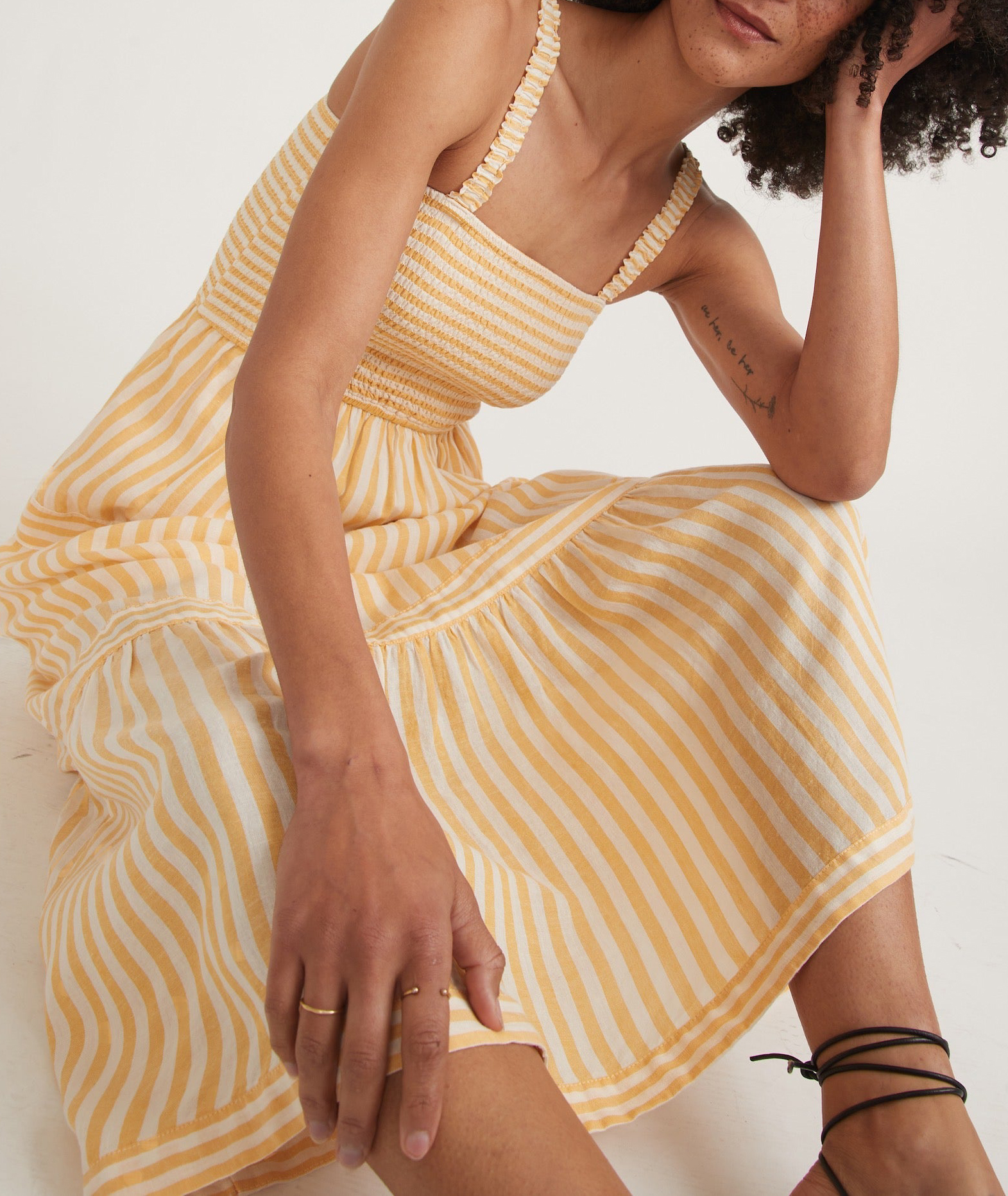 Golden Yellow Stripe Maxi Dress