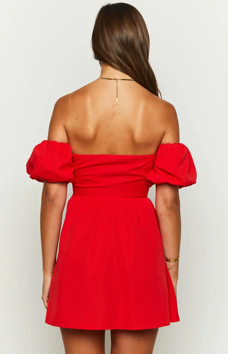 Love Lost Off The Shoulder Red Mini Dress