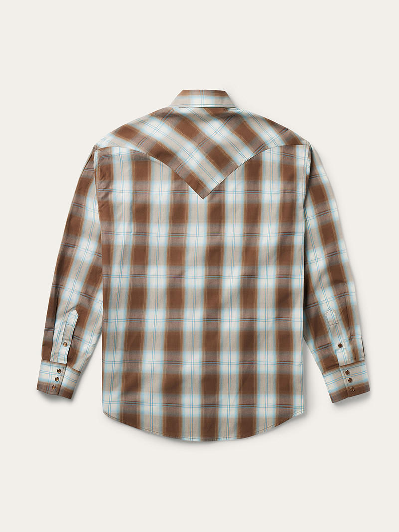 Men's Sand Ombre Plaid Western Shirt