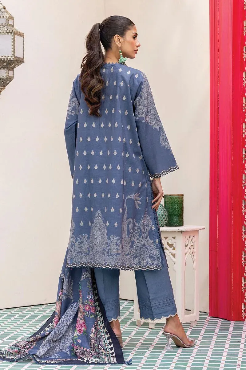 3 Piece Kurta Embroidered | Dupatta& Bottom & Tops | Color Navy Blue