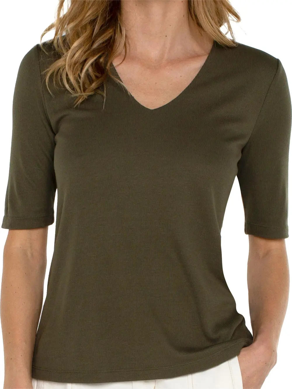 Double Layer V-Neck Rib Top