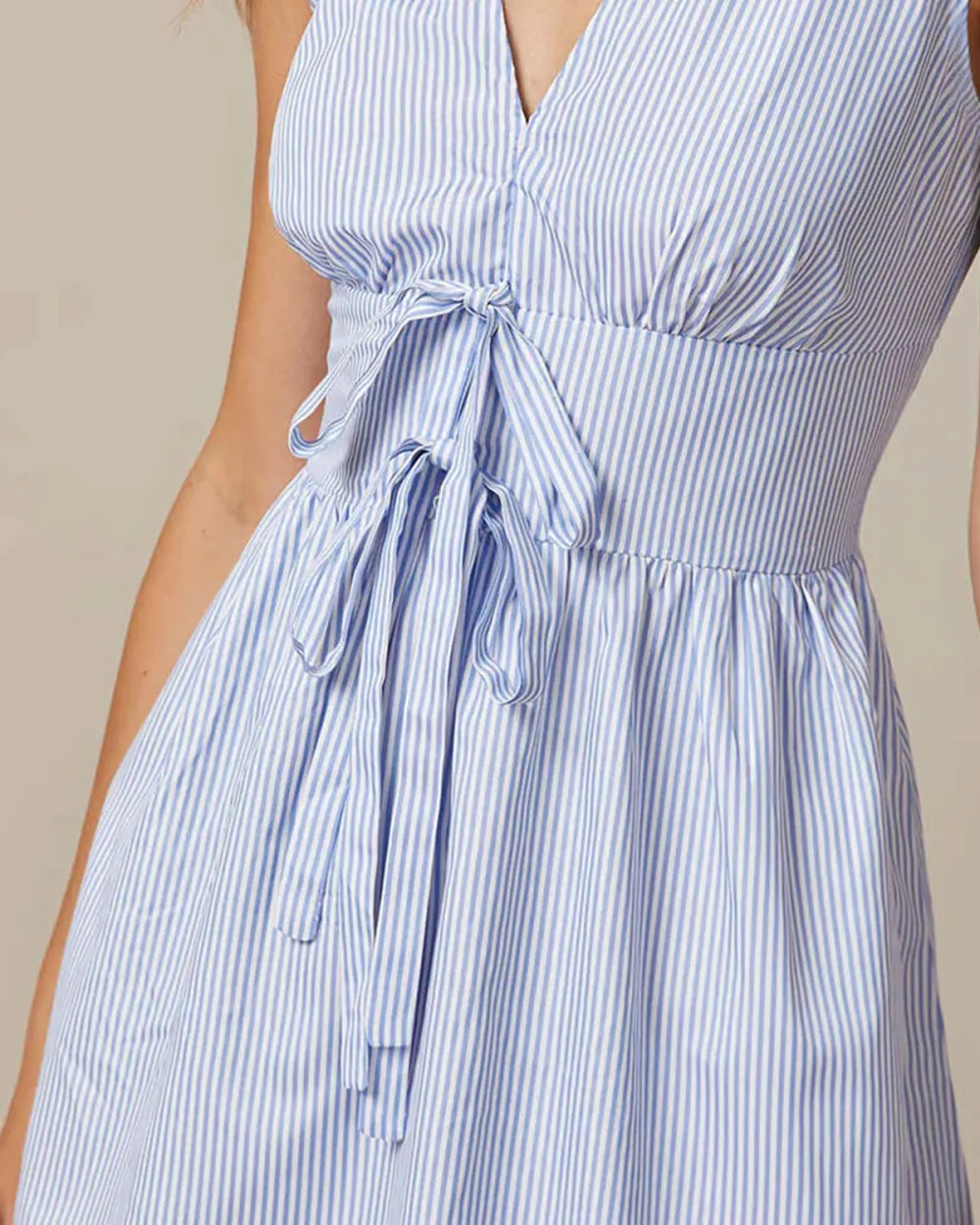 Pinstripe lunch break long dress