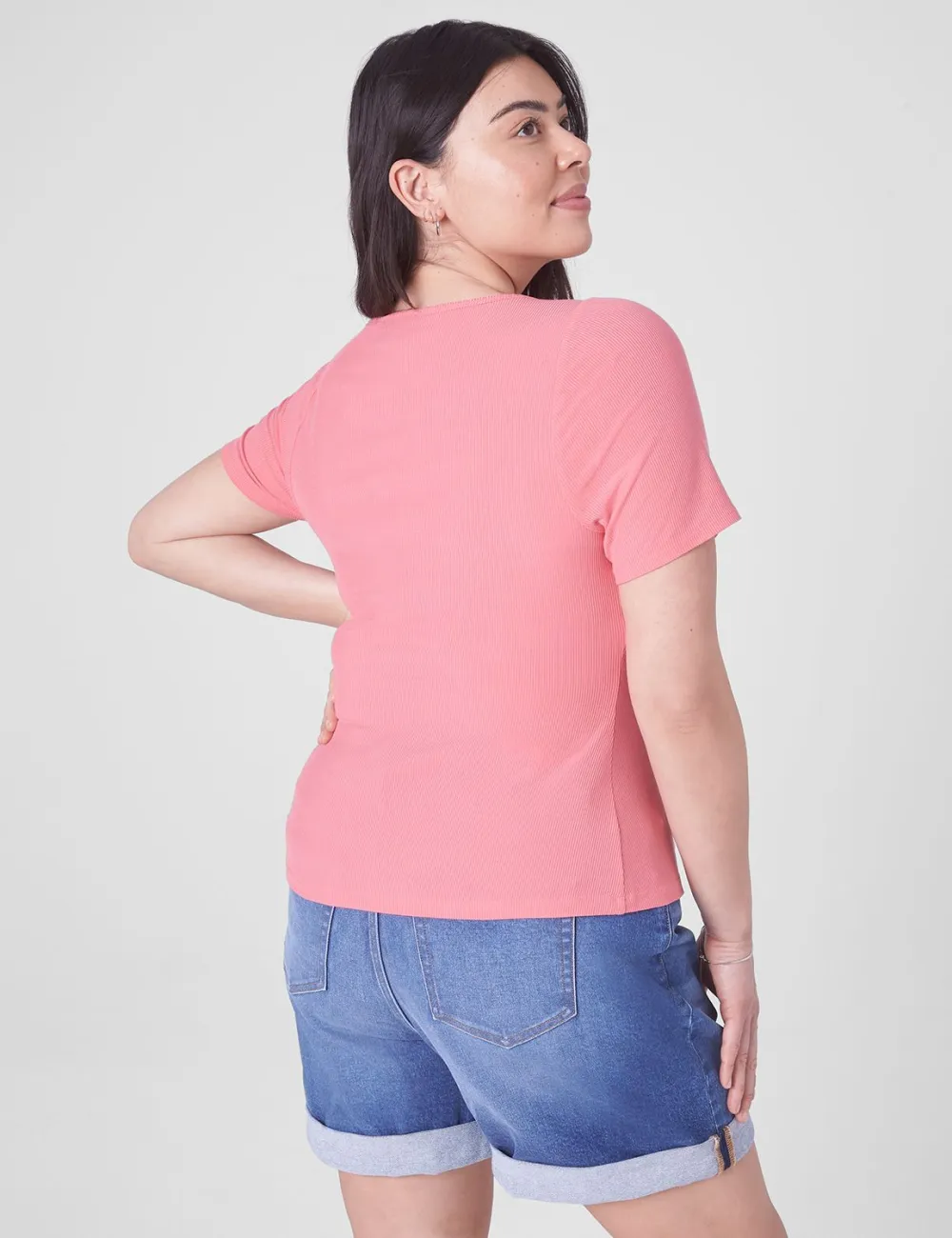 Fitted Crop Crew-Neck Rib Tee