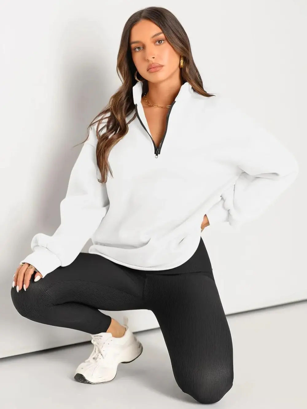 Oversized Sweatshirts Half Zip Pullover Long Sleeve