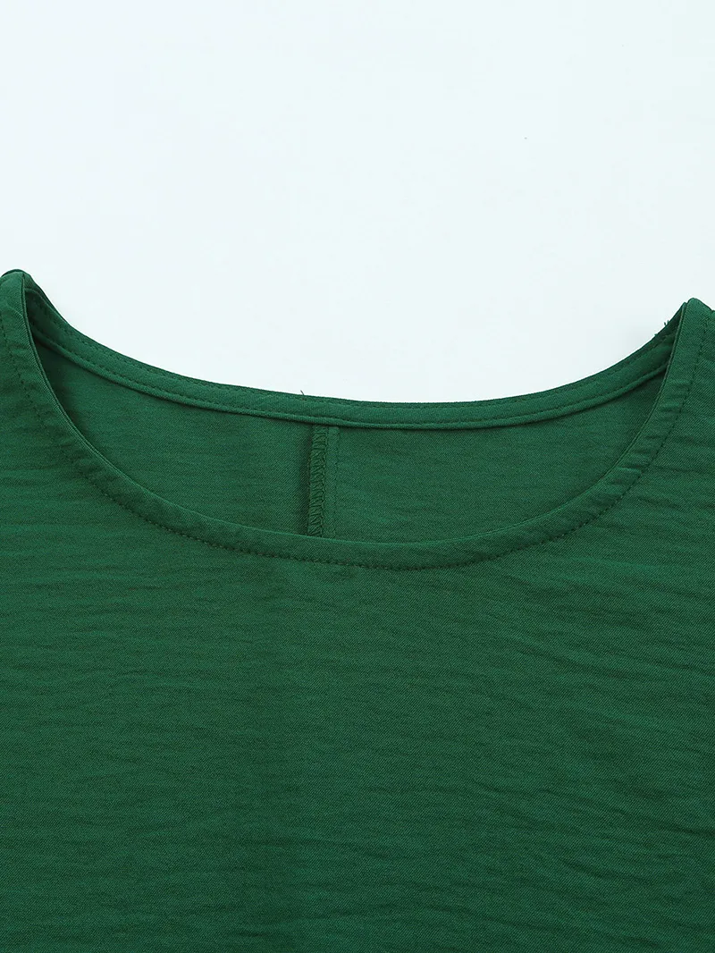 Green Smocked Wrist Shift Top