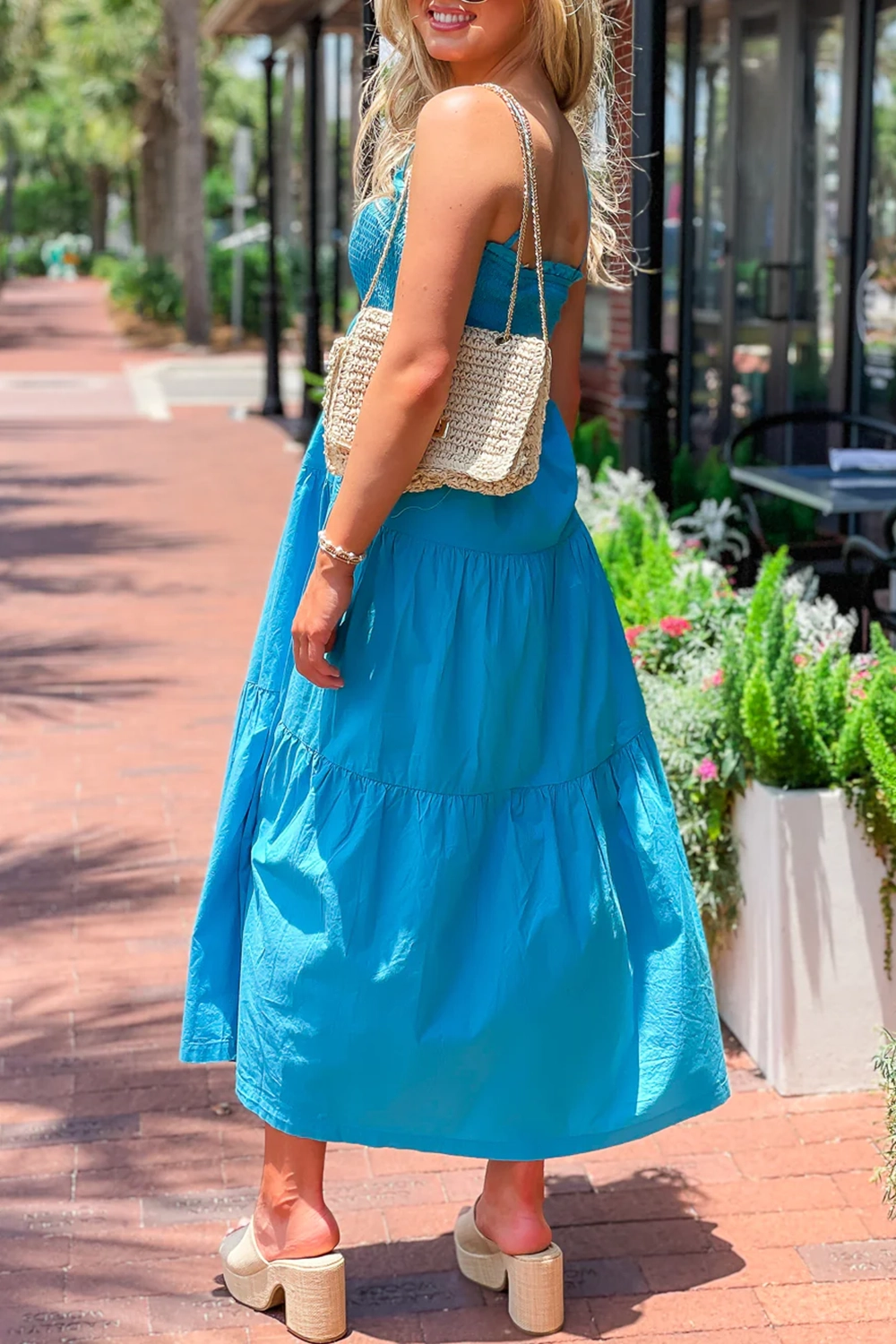 Royal Blue Elastic Bandeau Dress