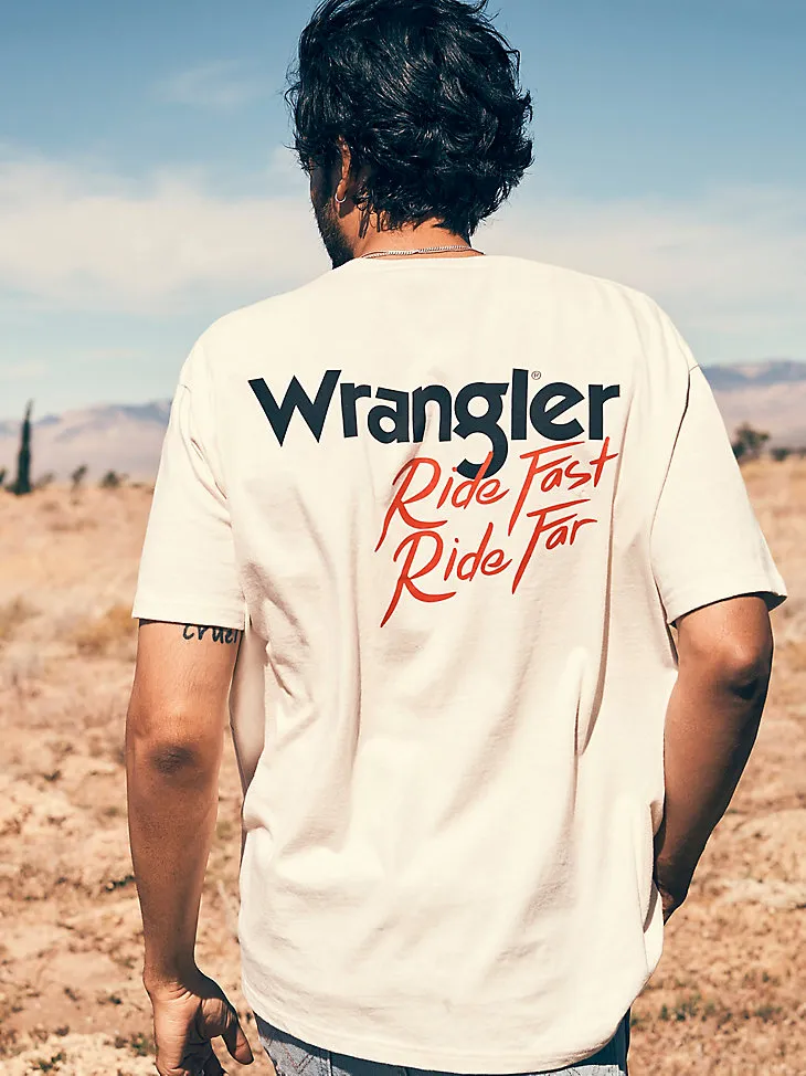 WRANGLER X DIAMOND CROSS RIDE FAST TEE IN MARSHMALLOW