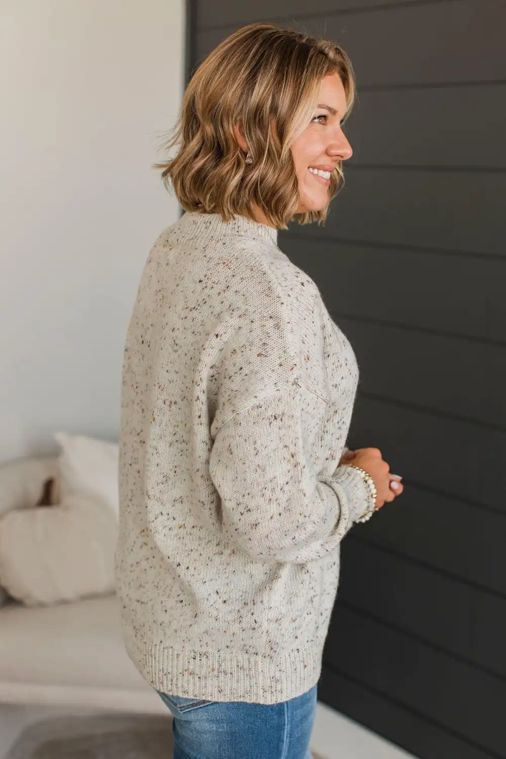 Take It In Stride Sprinkle Knit Sweater- Oatmeal