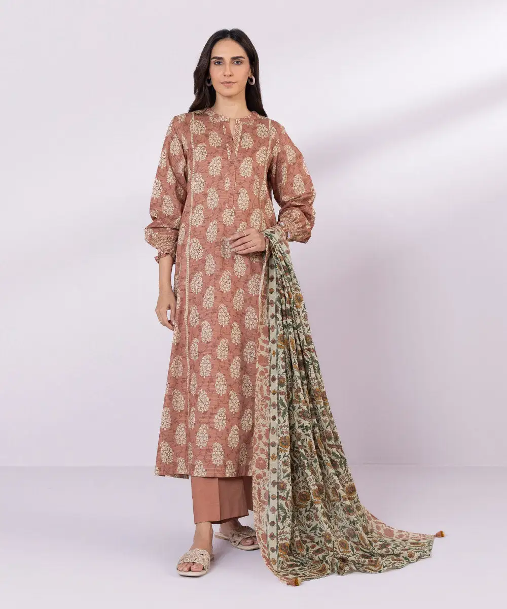 3 Piece - Printed Zari Lawn Suit