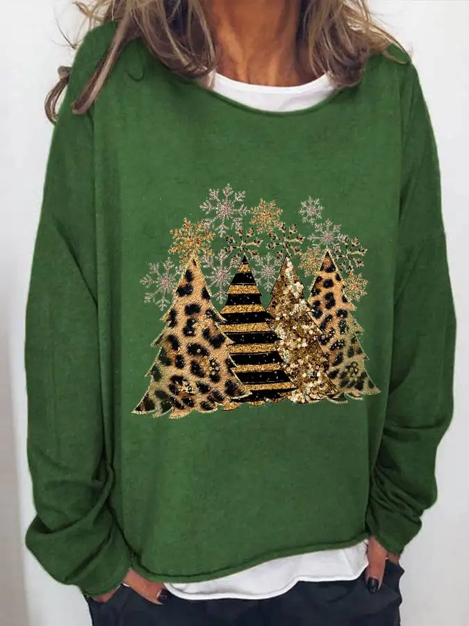 Women's Leopard   Tree Print Long Sleeve T-Shirt