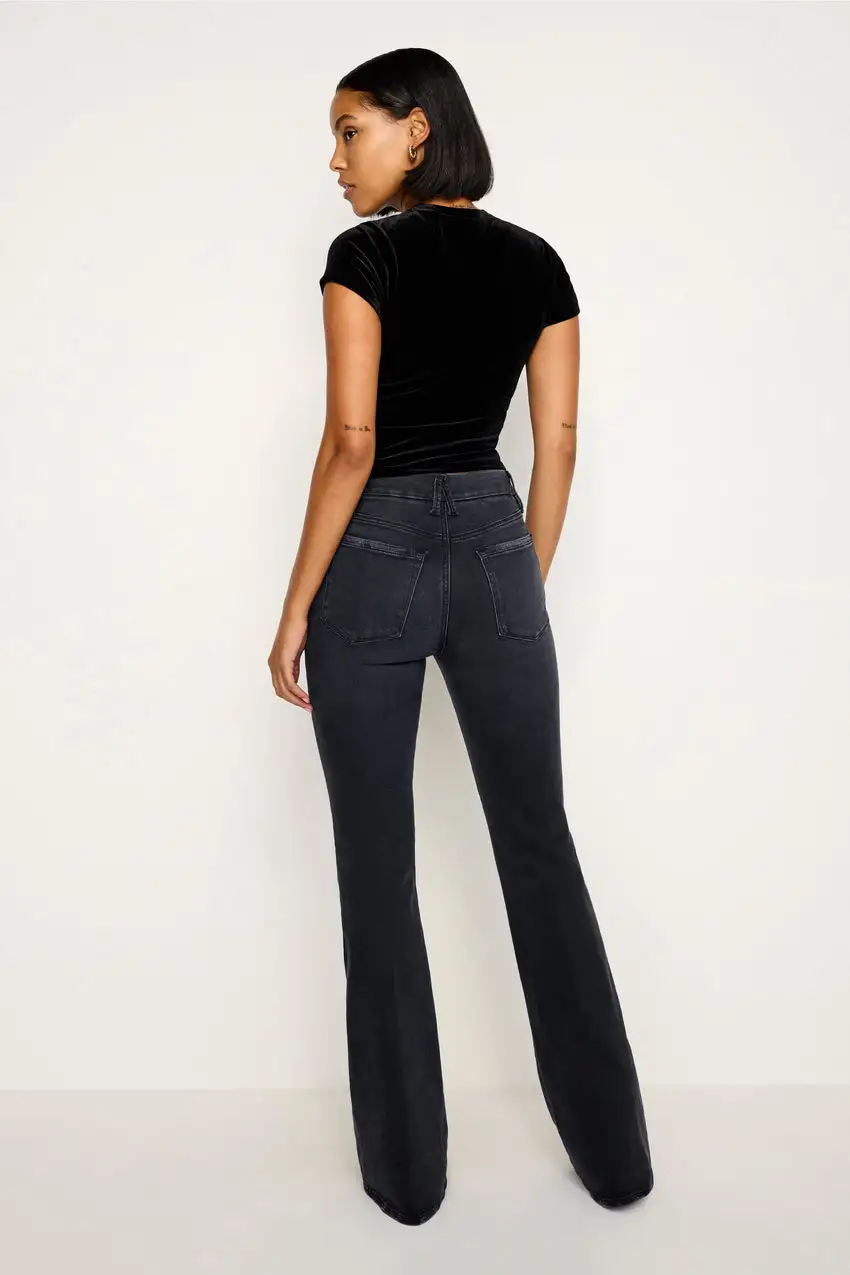 POWER STRETCH PULL-ON FLARE JEANS