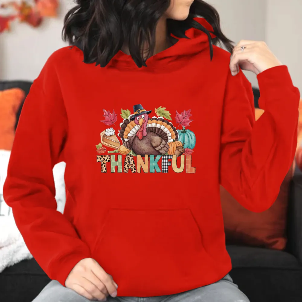 Thankful Turkey Printed Hoodie