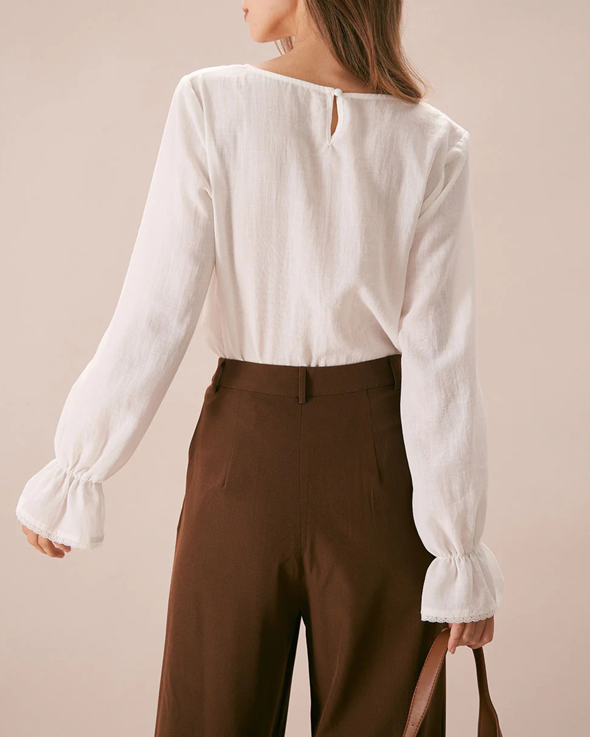 The White Square Neck Poet Sleeve Blouse