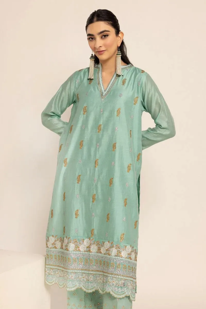 2 Piece | Kurta & Pants | Color Light Green