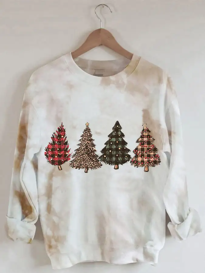 Women's   Tree Vintage Tie Dye Print Sweatshirt