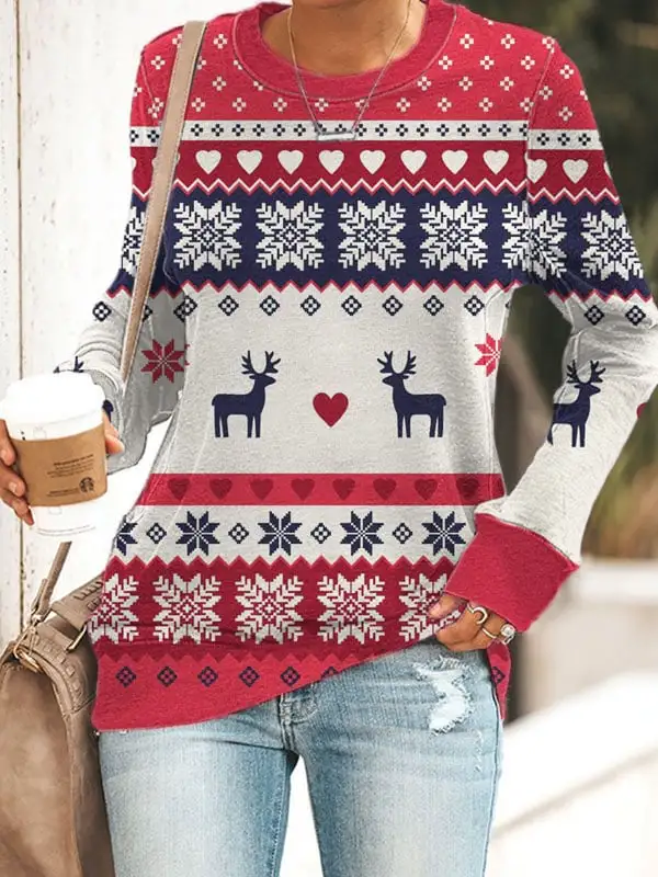 Women's Christmas Holiday Patterned Sweatshirt