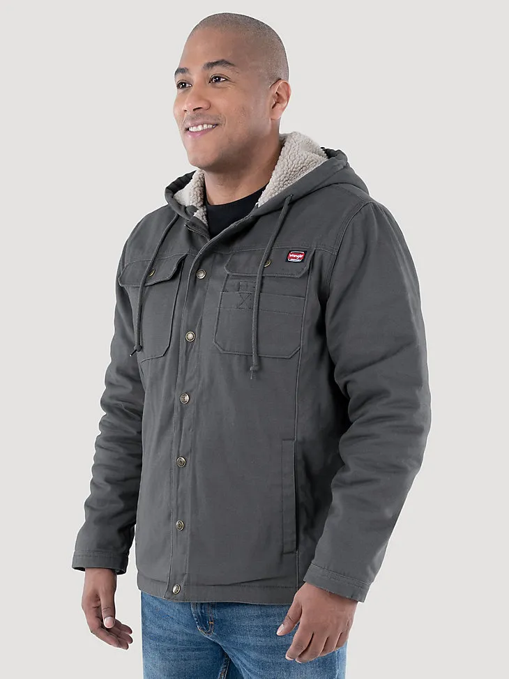 WRANGLER® WORKWEAR SHERPA LINED SHIRT JACKET IN BLACK