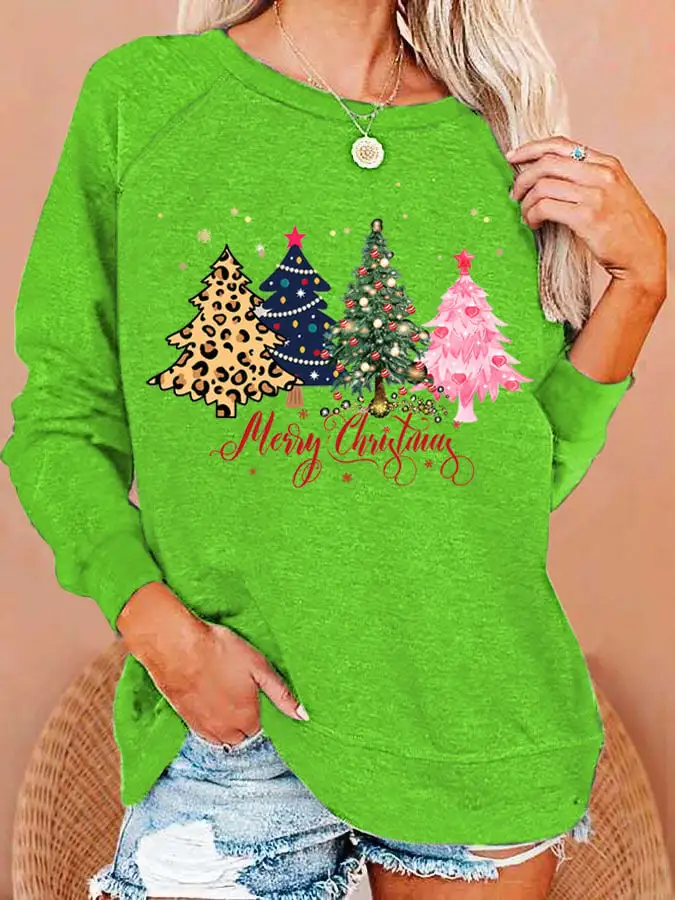 Women's   Tree Merry   Print Sweatshirt