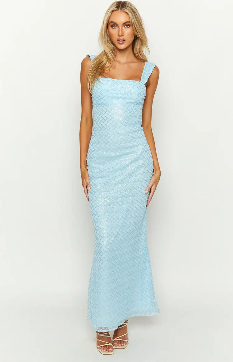 Ella Blue Sequin Maxi Dress