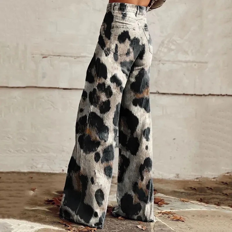 Women's Vintage Print Casual Wide Leg Pants