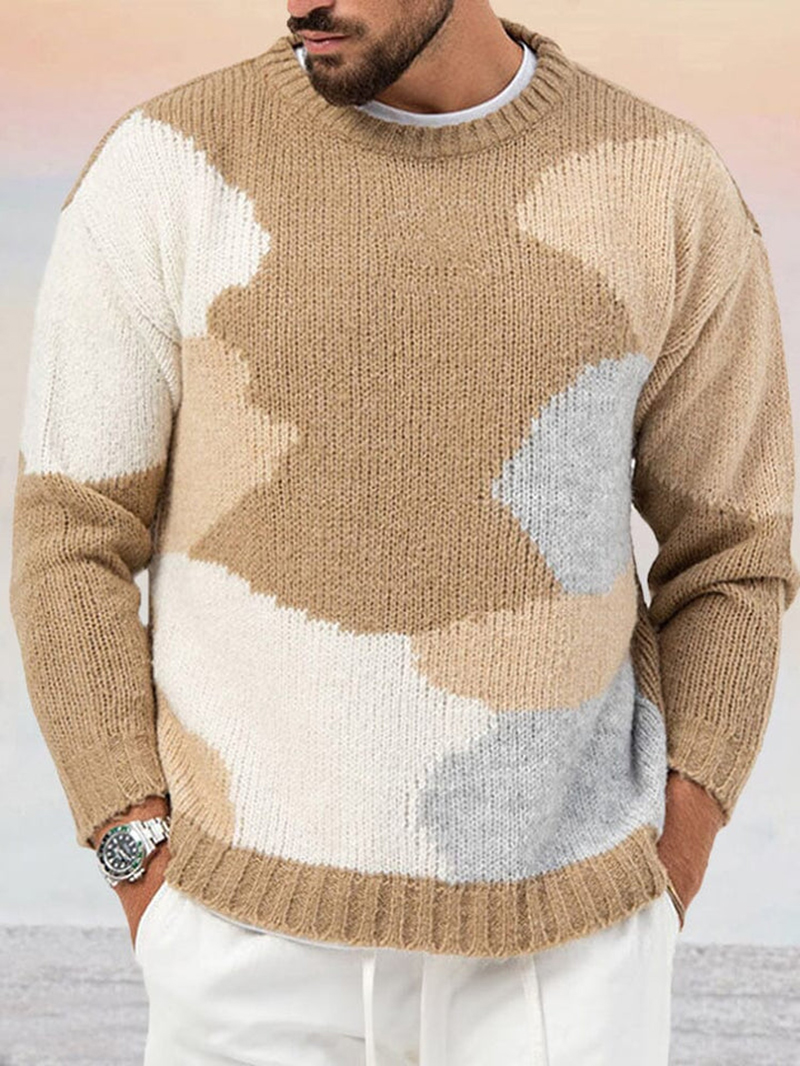 Soft Color Block Design Sweater