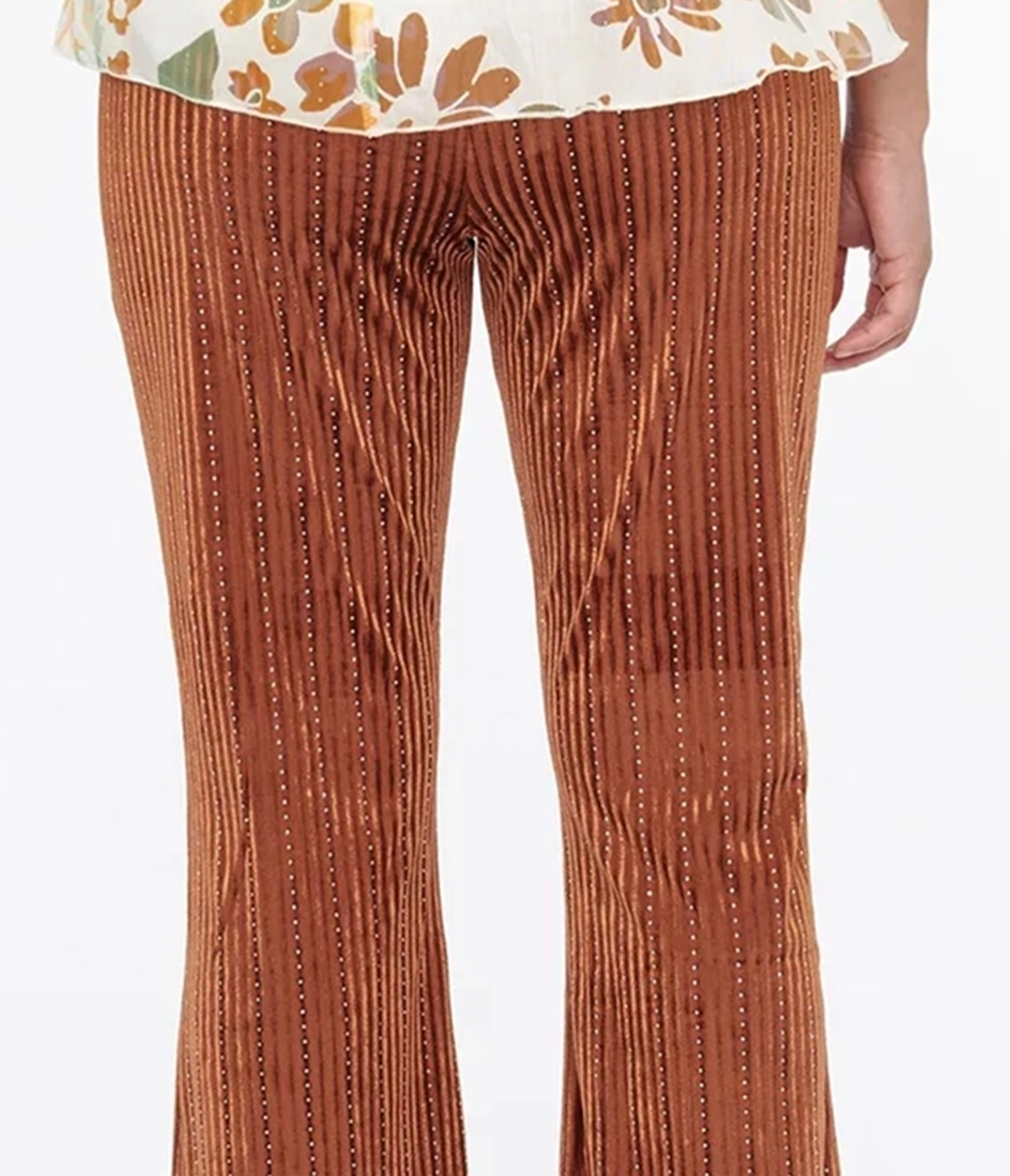 1970s Rust Rhinestone Velvet Flared Pants