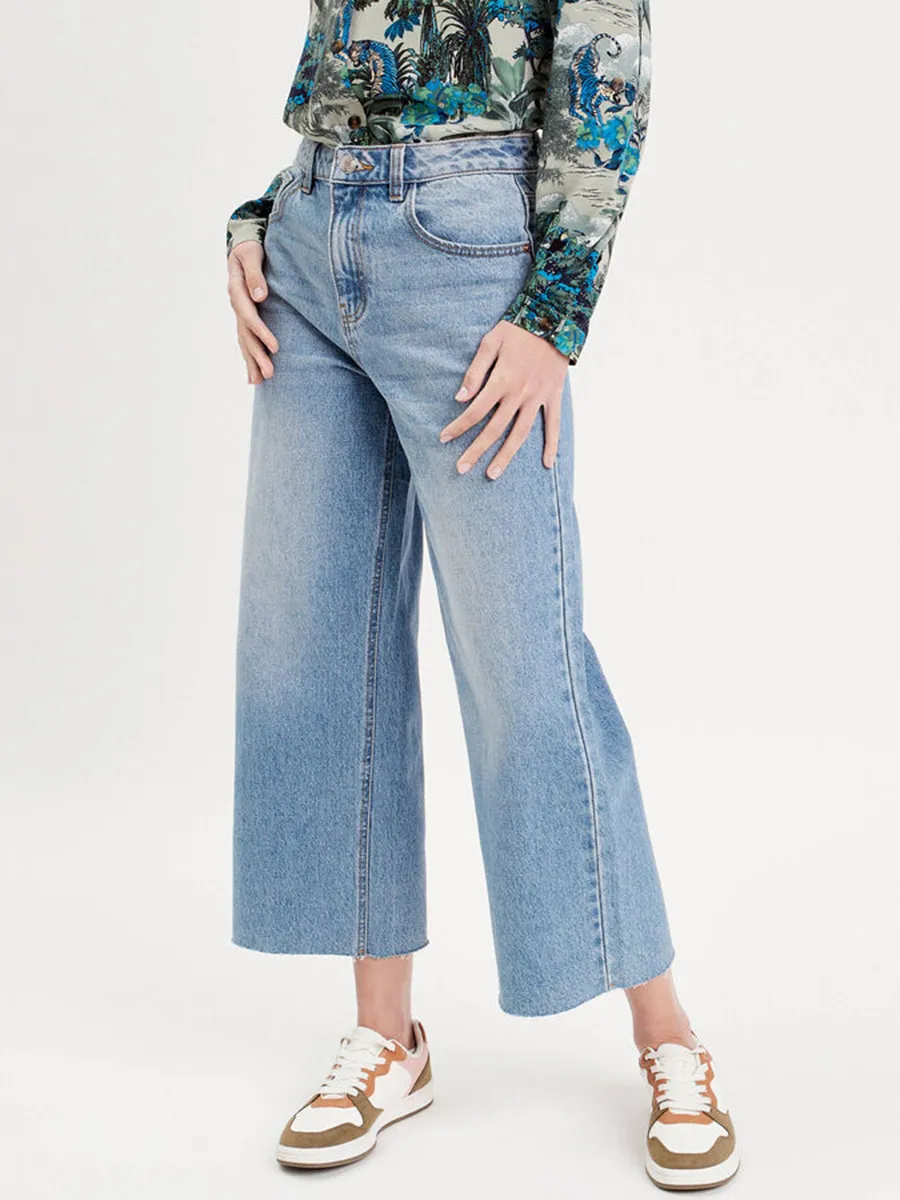 Jeans wide leg 7/8ème ecru femme