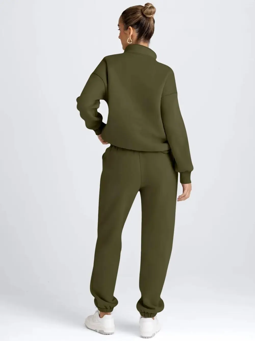 2 Piece Sweatsuits Long Sleeve Half Zip Pullover and Baggy Sweatpants