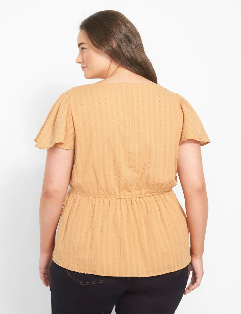 Classic Popover Peplum Top With Button-Front