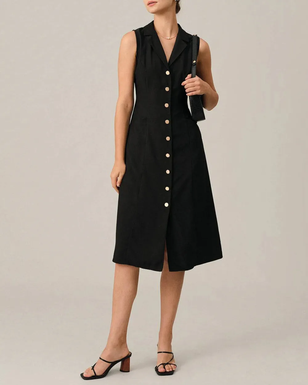 Black Button Lunch Dress